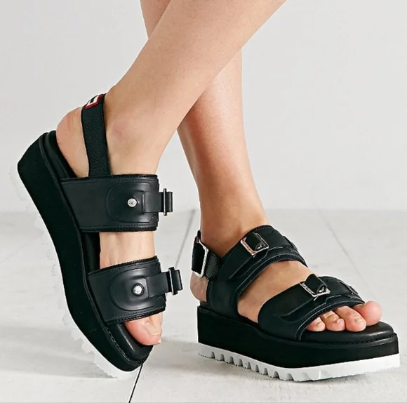 Hunter Double Buckle Chunky Platform Sandals - Picture 2 of 11